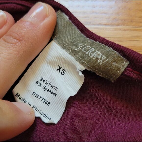 J. Crew Burgundy Wrap Dress Flutter Sleeve XS - Picture 4 of 6